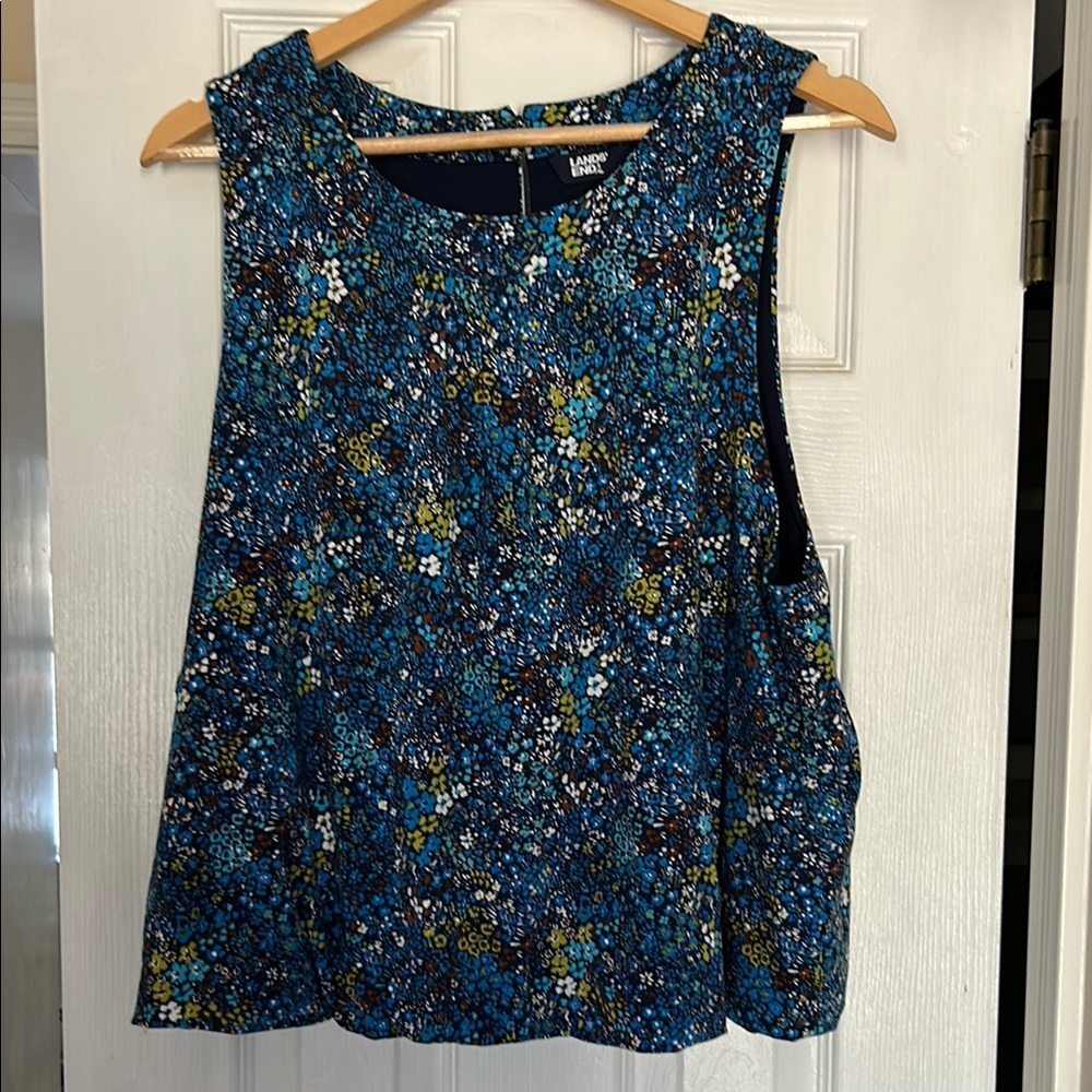 Lands' End Women's Blue Floral Top
